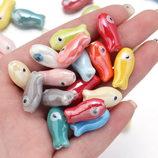 10x20mm Double-Sided Ceramic Fish Beads, DIY Jewelry Supplies