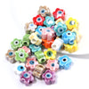 10mm Evil Eye Flower Beads, Large Hole Ceramic Spacer Beads