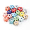 10mm Evil Eye Flower Beads, Large Hole Ceramic Spacer Beads