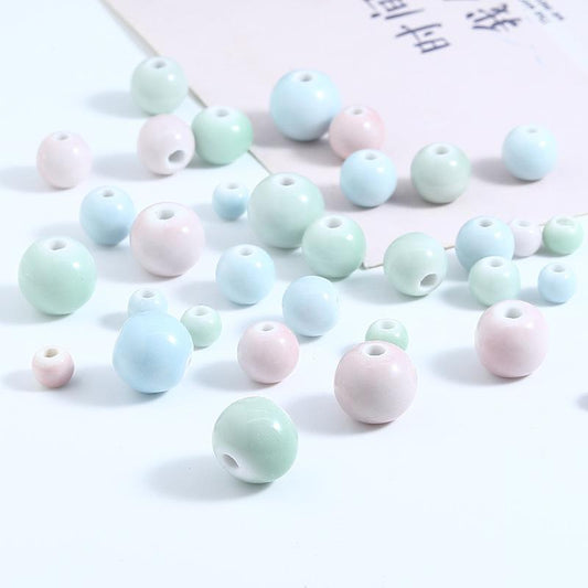 50 Pcs Ceramic O-Ring Beads, Multi-Size Macaron Pastel Spacer Beads