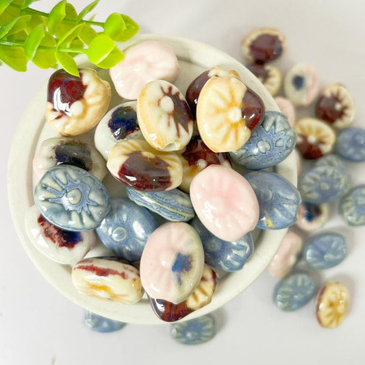 20mm Ceramic Sunflower Button Beads, 3mm Hole, DIY Craft Supplies