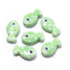 11x19mm Ceramic Fish Beads with Polka Dots, Porcelain Ocean Animal Beads