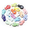 11x19mm Ceramic Fish Beads with Polka Dots, Porcelain Ocean Animal Beads