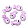 11x19mm Ceramic Fish Beads with Polka Dots, Porcelain Ocean Animal Beads