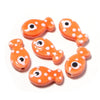 11x19mm Ceramic Fish Beads with Polka Dots, Porcelain Ocean Animal Beads