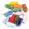 9x20mm Plain Ceramic Fish Beads, Smooth Porcelain Ocean Animal Beads