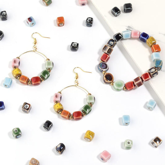 8mm Ceramic Cube Beads, 2.4mm Large Hole Square Beads