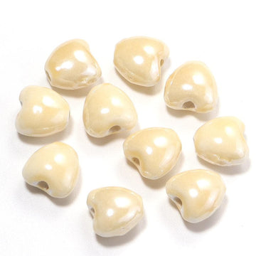 10mm Ceramic Heart Beads, 2.2mm Large Hole Spacer Charms