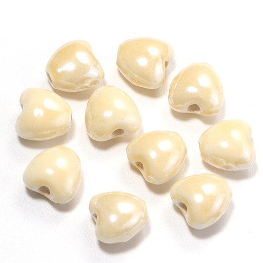 10mm Ceramic Heart Beads, 2.2mm Large Hole Spacer Charms