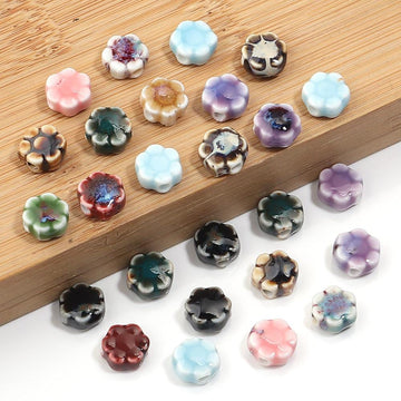 10mm Ceramic Daisy Beads, 2.2mm Large Hole Flower Spacers