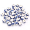 10mm Ceramic Floral Beads, 2.6mm Large Hole Chinoiserie Spacers