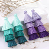 80mm Ombre Tiered Tassel Charms, Gradient 4 Layered Fringe for Boho Earrings DIY