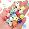 10mm Evil Eye Flower Beads, Large Hole Ceramic Spacer Beads