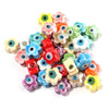 10mm Evil Eye Flower Beads, Large Hole Ceramic Spacer Beads