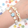 10mm Evil Eye Flower Beads, Large Hole Ceramic Spacer Beads