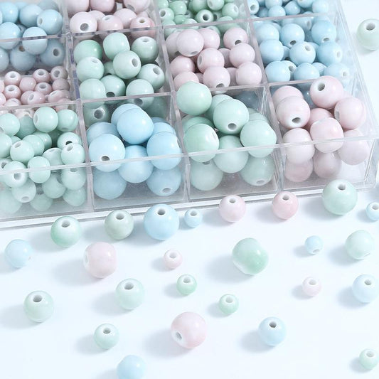 50 Pcs Ceramic O-Ring Beads, Multi-Size Macaron Pastel Spacer Beads