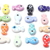 11x19mm Ceramic Fish Beads with Polka Dots, Porcelain Ocean Animal Beads