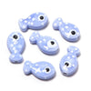 11x19mm Ceramic Fish Beads with Polka Dots, Porcelain Ocean Animal Beads