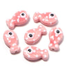 11x19mm Ceramic Fish Beads with Polka Dots, Porcelain Ocean Animal Beads