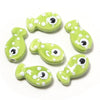 11x19mm Ceramic Fish Beads with Polka Dots, Porcelain Ocean Animal Beads