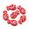 11x19mm Ceramic Fish Beads with Polka Dots, Porcelain Ocean Animal Beads