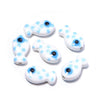11x19mm Ceramic Fish Beads with Polka Dots, Porcelain Ocean Animal Beads