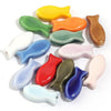 9x20mm Plain Ceramic Fish Beads, Smooth Porcelain Ocean Animal Beads