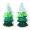 80mm Ombre Tiered Tassel Charms, Gradient 4 Layered Fringe for Boho Earrings DIY