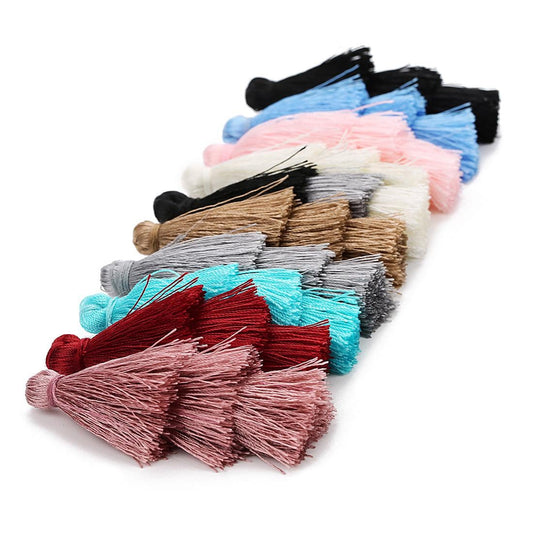 70mm Solid Color Tiered Tassels, 3 Layered Mini Fringe Charms for Bookmark Phone Charm DIY