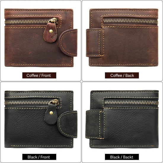 Vintage Crazy Horse Leather Bifold Wallet - DOROCHEY