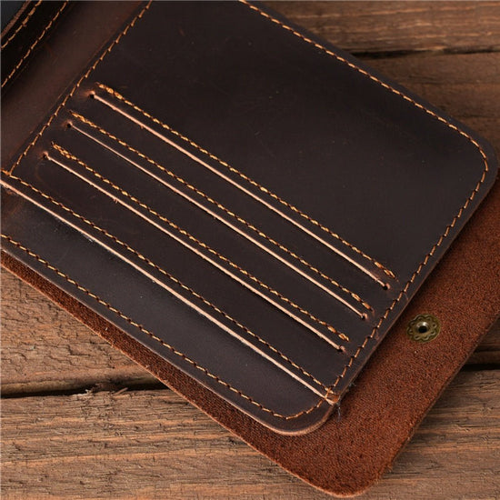 Vintage Crazy Horse Leather Wallet - DOROCHEY